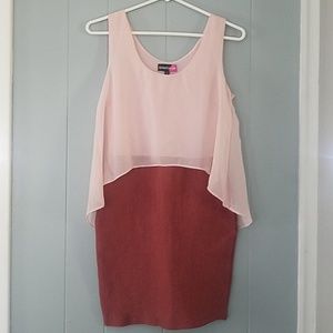 Bodycon dress with flowy top